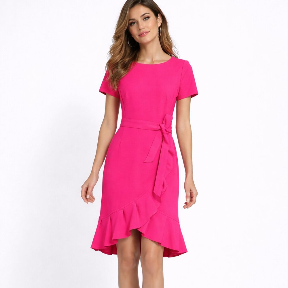 Calvin Klein Vibrant Pink Midi Dress - like new